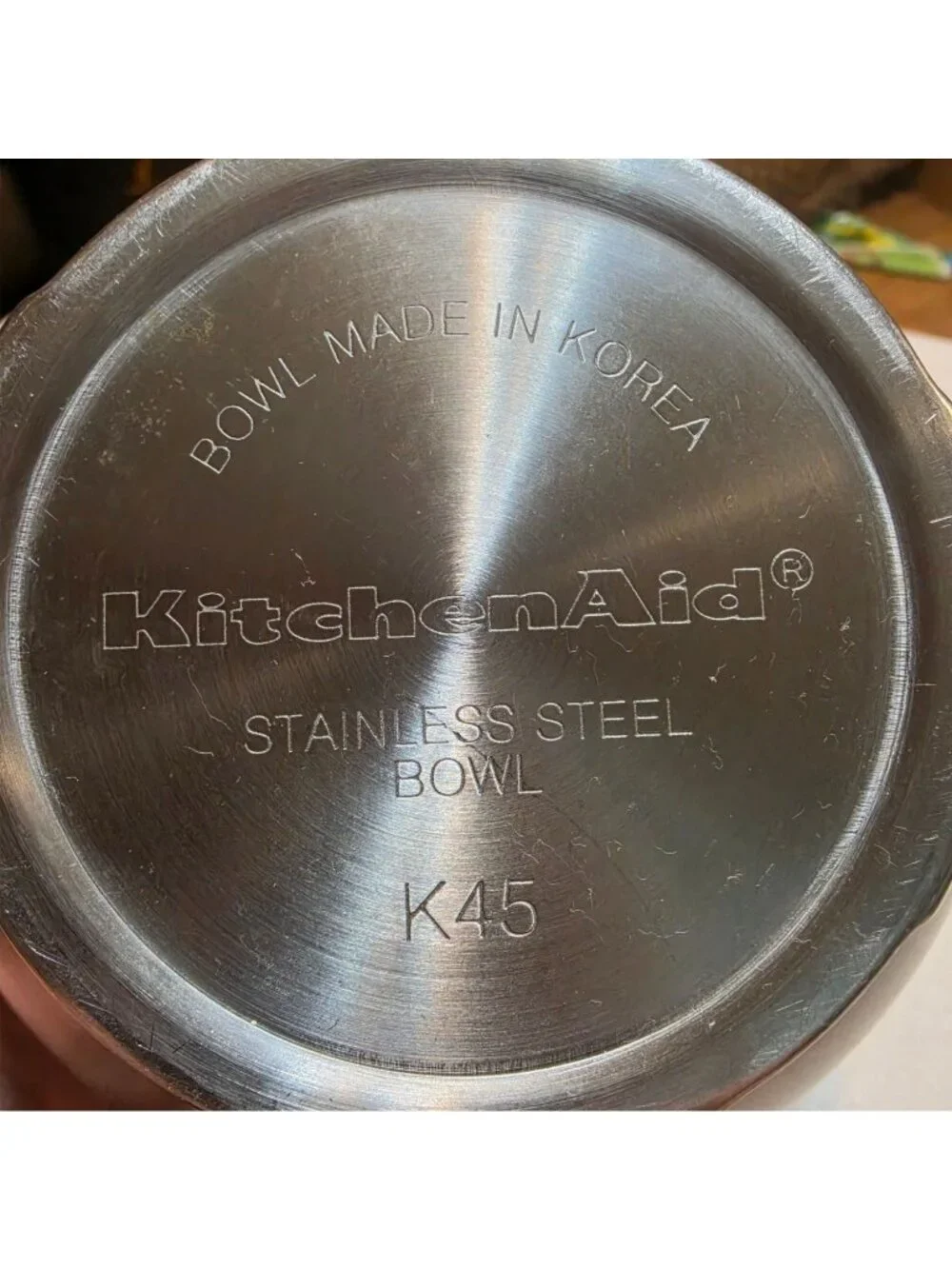 Vintage 1980s KitchenAid K45 Stainless Steel Mixing Bowl 4.5 Qt Korea NO HANDLE